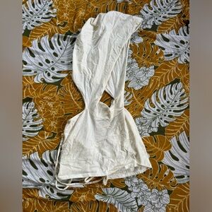 White hooded corset back festival crop top